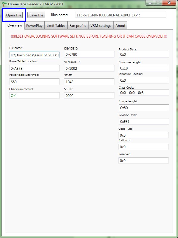 Hawaii Bios Reader Interface